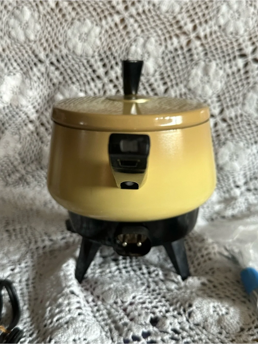 Vintage Harvest Yellow Chilton Electric Fondue Set, Groovy, MCM, Party Supplies